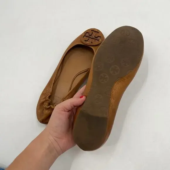 Tory burch brown leather round toe ballet flats - Picture 7 of 8